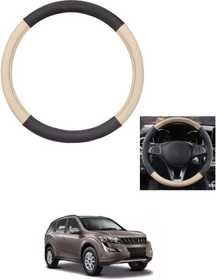 MATIES Steering Cover For Mahindra XUV 500(Beige/Black, Leather)
