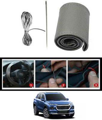 MATIES Hand Stiched Steering Cover For Universal For Car Grand Vitara(Grey, Leatherite)