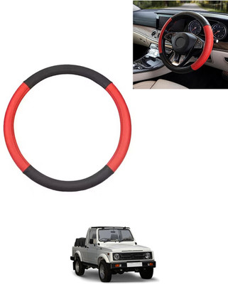 AYW Steering Cover For Universal For Car Gypsy King(Red/Black, Leatherite)