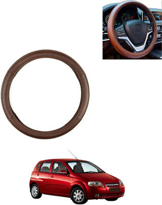 AYW Steering Cover For Chevrolet Aveo UVA(Brown, Leatherite)
