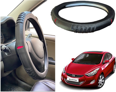 PEEPS STORE Steering Cover For Hyundai Elantra(Black, Red, Leatherite)