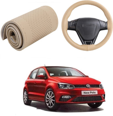 Arnejas Hand Stiched Steering Cover For Volkswagen Polo(Beige, Leather)