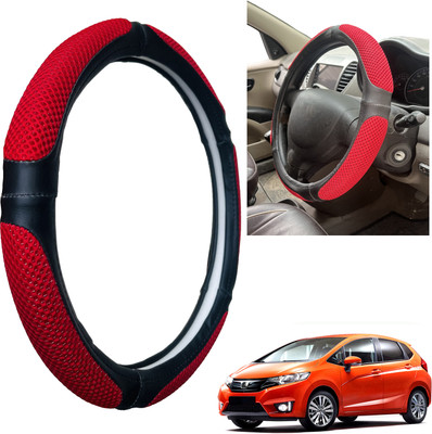 PEEPS STORE Steering Cover For Honda Jazz(Black, Leatherite)