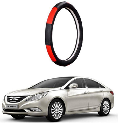 AUTO PEARL Steering Cover For Hyundai Sonata Embera(Gold Blaze Black and Red, Leatherite)