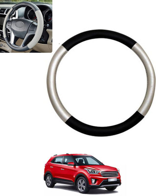 MSNP Steering Cover For Hyundai Creta(Silver,Black, Leatherite)