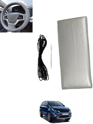 MSNP Hand Stiched Steering Cover For Tata Universal For Car(Silver, Leatherite)