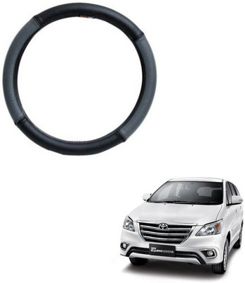 RKPSP Hand Stiched Steering Cover For Universal For Car Innova(Grey/Black, Leatherite)