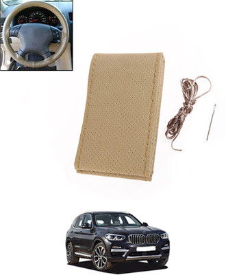 MATIES Hand Stiched Steering Cover For BMW X3(Beige, Leatherite)