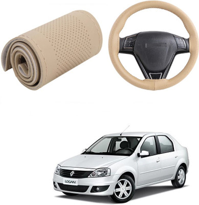 ARNEJA Hand Stiched Steering Cover For Renault Logan(Beige, Leather)
