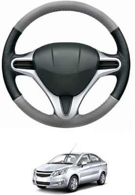 MATIES Steering Cover For Chevrolet Sail(Grey, Black, Leather)