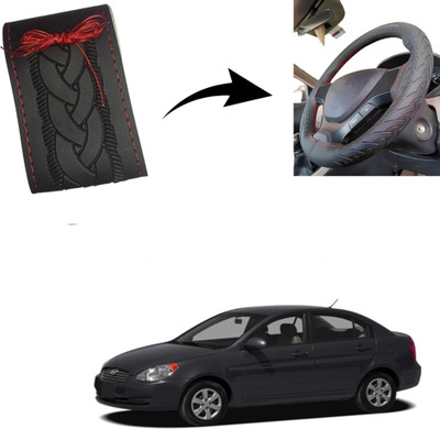 Autoinnovation Hand Stiched Steering Cover For Hyundai Xcent(Black, Leather)