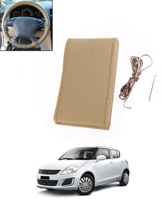 MATIES Hand Stiched Steering Cover For Universal For Car Swift Dzire(Beige, Leatherite)
