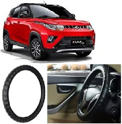 OOLTAH PAHIYA Hand Stiched Steering Cover For Mahindra KUV 100(Black, Leatherite)