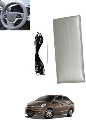 monolive Hand Stiched Steering Cover For Honda Amaze(Silver, Leatherite)