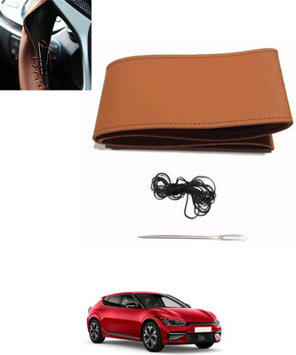 MSNP Hand Stiched Steering Cover For Toyota Etios(Tan, Leatherite)