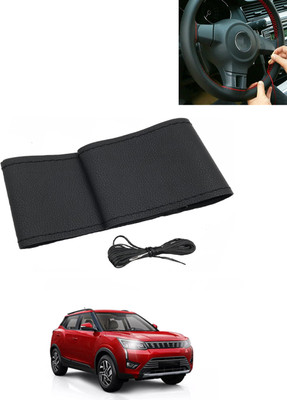 MATIES Hand Stiched Steering Cover For Mahindra Universal For Car(Black, Leatherite)