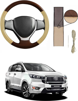Autocom Hand Stiched Steering Cover For Toyota Innova(Beige, Brown, Leather)