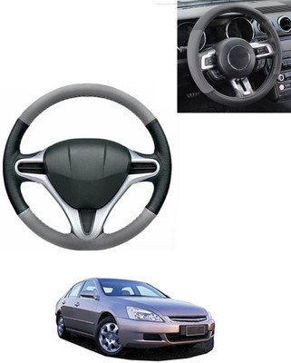AYW Steering Cover For Honda Accord(Grey/Black, Leatherite)