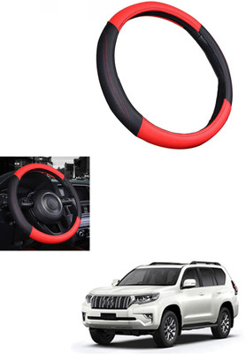 MATIES Steering Cover For Toyota Land Cruiser Prado(Red/Black, Leather)