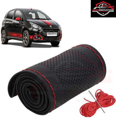 Autoinnovation Hand Stiched Steering Cover For Fiat Universal For Car(Black, Leather)
