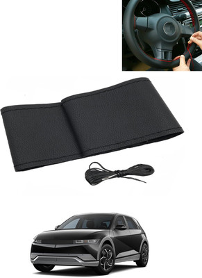 AYW Hand Stiched Steering Cover For Hyundai Universal For Car(Black, Leatherite)