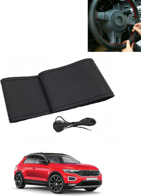 MATIES Hand Stiched Steering Cover For Volkswagen Universal For Car(Black, Leatherite)