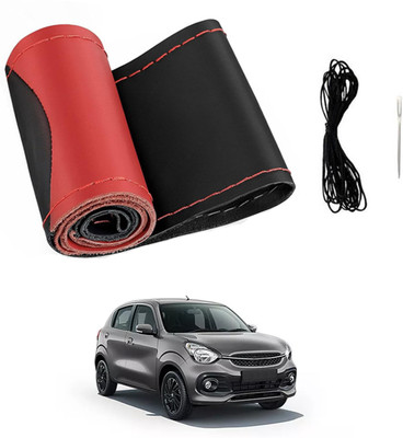 ABJD Hand Stiched Steering Cover For Suzuki Celerio(Red, Black, Leatherite)
