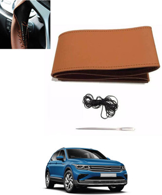 MSNP Hand Stiched Steering Cover For Volkswagen Universal For Car(Tan, Leatherite)