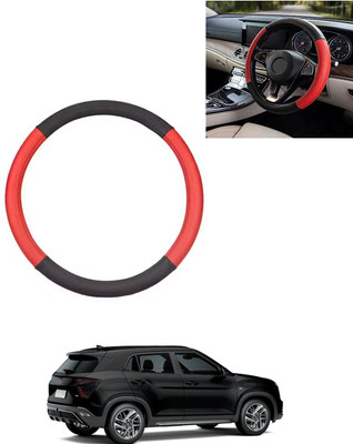 AYW Steering Cover For Hyundai Creta(Red/Black, Leatherite)