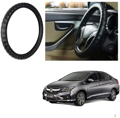 OOLTAH PAHIYA Hand Stiched Steering Cover For Honda New City(Black, Leatherite)