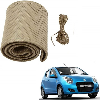 ARNEJA Hand Stiched Steering Cover For Maruti A-Star(Beige, Leather)
