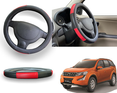 PEEPS STORE Steering Cover For Mahindra XUV 500(Red, Leatherite)