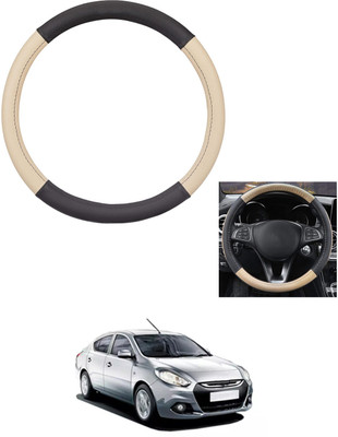 MATIES Steering Cover For Renault Scala(Beige/Black, Leather)