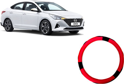 HOTRENZ Steering Cover For Hyundai Verna(Red,Black, Leatherite)