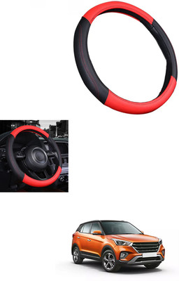 MATIES Steering Cover For Hyundai Creta(Red/Black, Leather)