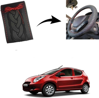 Autoinnovation Hand Stiched Steering Cover For Maruti A-Star(Black, Leather)