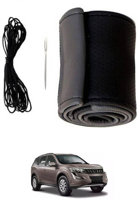 monolive Hand Stiched Steering Cover For Mahindra XUV 500(Grey/Black, Leatherite)
