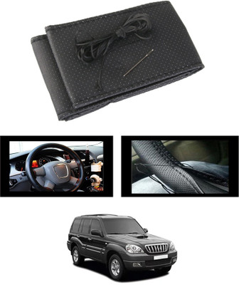 MATIES Hand Stiched Steering Cover For Hyundai Terracan(Black, Leatherite)