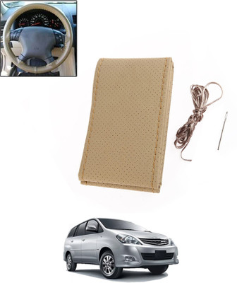 MSNP Hand Stiched Steering Cover For Toyota Innova(Beige, Leatherite)