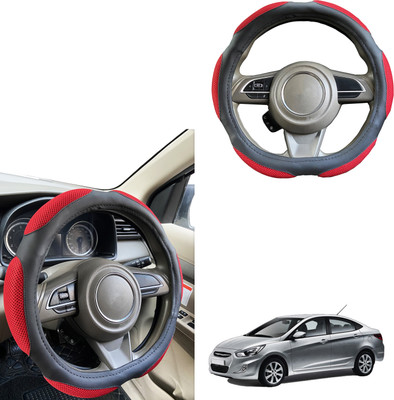 PEEPS STORE Steering Cover For Hyundai Verna(Black, Leatherite)