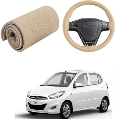 Arnejas Hand Stiched Steering Cover For Hyundai i10(Beige, Leather)