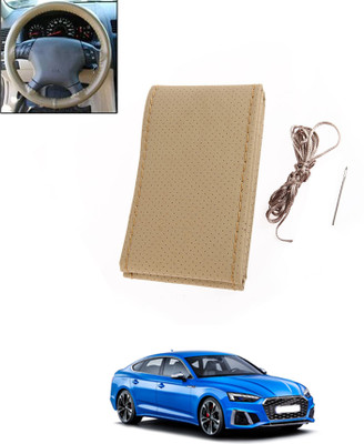 MATIES Hand Stiched Steering Cover For Audi S5(Beige, Leatherite)