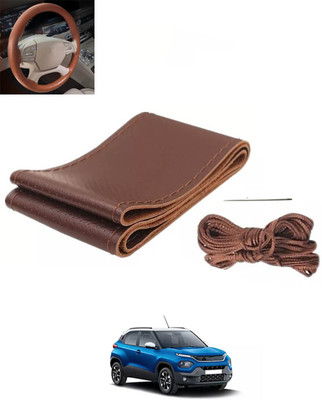 monolive Hand Stiched Steering Cover For Fiat Punto(Brown, Leatherite)