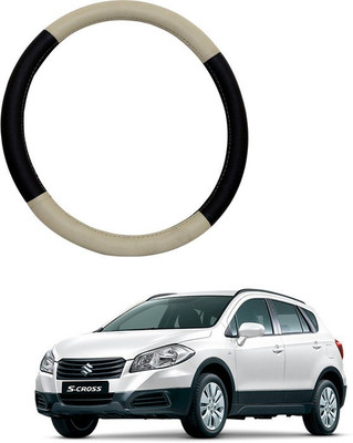 RKPSP Hand Stiched Steering Cover For Universal For Car S-Cross(Beige/Brown, Leatherite)