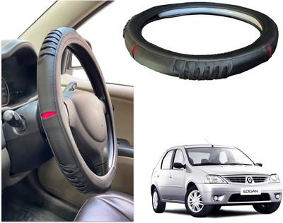 PEEPS STORE Steering Cover For Mahindra Logan(Black, Red, Leatherite)