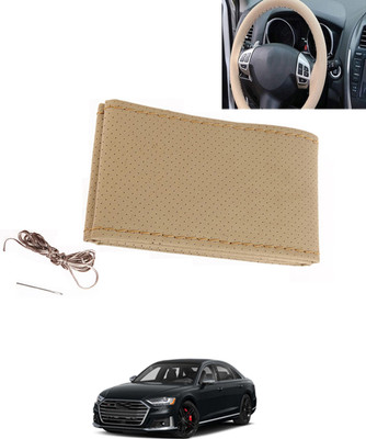 MATIES Hand Stiched Steering Cover For Audi S8(Beige, Leatherite)
