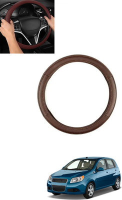 ABJD Steering Cover For Chevrolet Aveo(Brown, Leatherite)