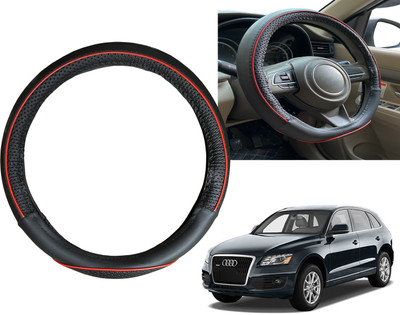 PEEPS STORE Steering Cover For Audi Q5(Black, Red, Leatherite)