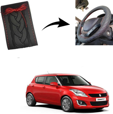 Autoinnovation Hand Stiched Steering Cover For Maruti New Swift(Black, Leather)
