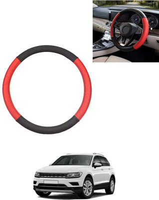AYW Steering Cover For Volkswagen Universal For Car(Red/Black, Leatherite)